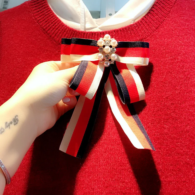 Высококачественная рубашка со стразами с кристаллами и цветами и жемчугом; заколки для шеи; галстук-бабочка в полоску; галстук-бабочка; аксессуары для одежды; модные украшения