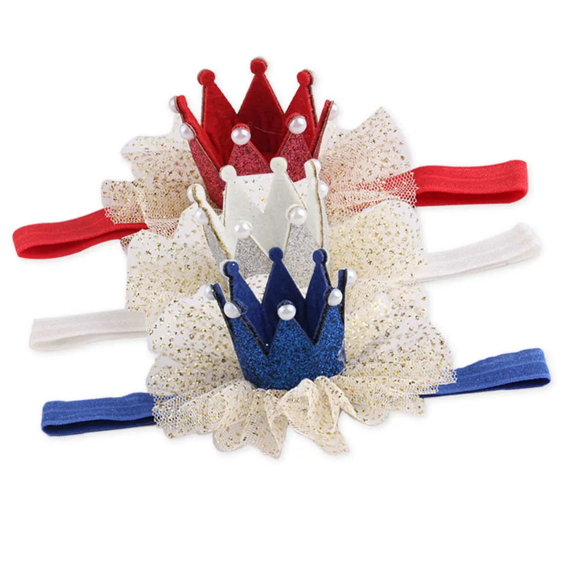 

Kids Child Girls Party Hair Crown Headwear Pearl Princess Barrette Ribbon Hair Accessories