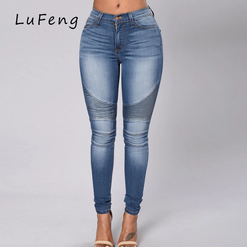 

Sexy Stretch Skinny Jeans Womens Slim Denim Pant Pencil Trousers Blue Pantalone Mujer Mid Waist High Quality Pants 00163-826