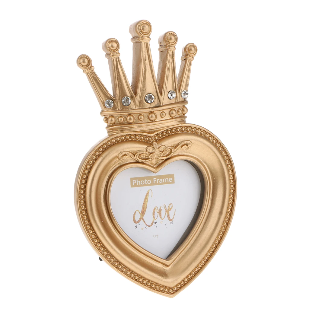 Золотая Корона смолы фото рамка барокко роскошный стиль Декор, в форме сердца