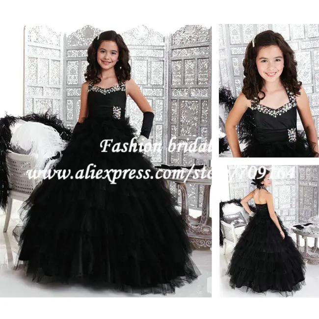 girls black pageant dress