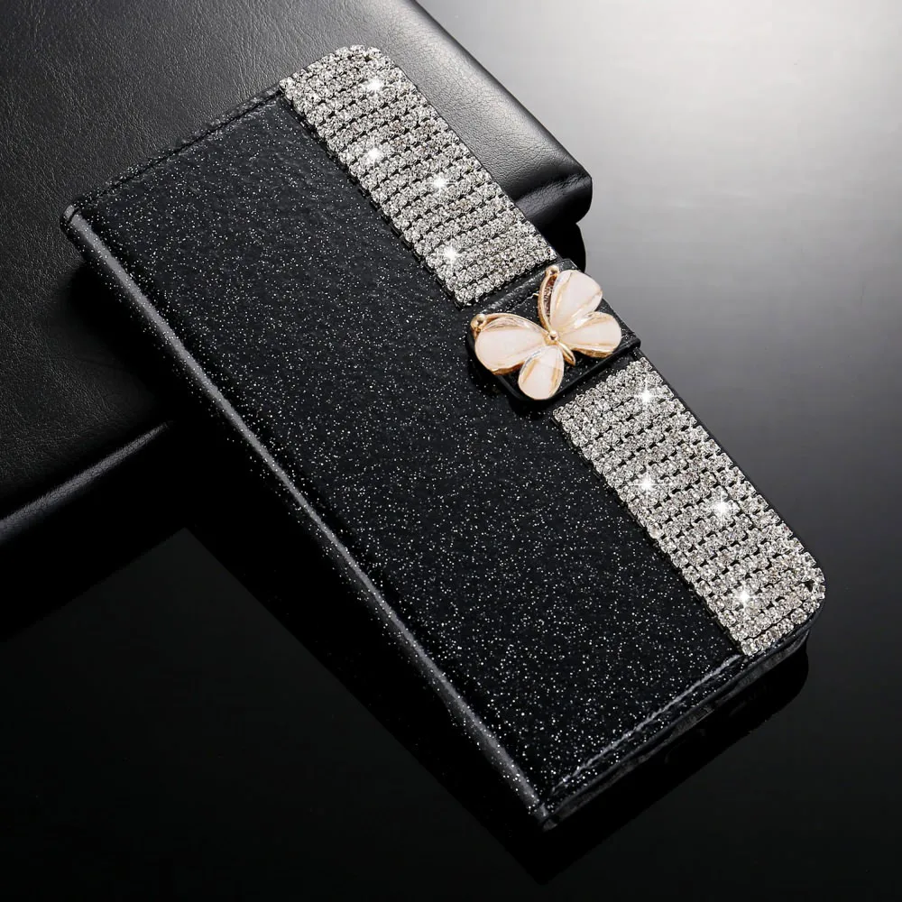 Bling кошелек с блестками чехол для Samsung A3 J3 A5 J5 Роскошный чехол для J4 J6 плюс ЕС A6 A7 A8 защитный чехол - Цвет: Black