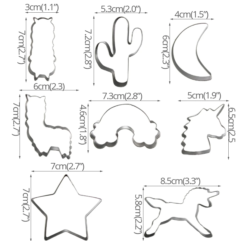 1 шт., форма для печенья в виде единорога ламы на день рождения, формочки для печенья из нержавеющей стали, формочки для выпечки в виде кактуса, альпаки, ламы, животных, инструменты для поделок