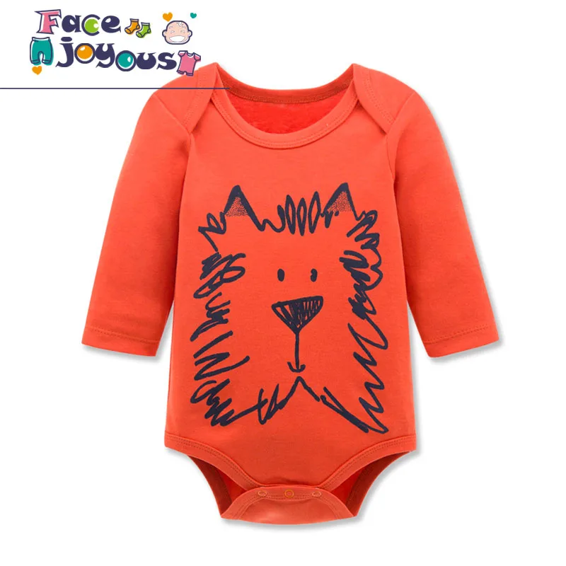 Newborn Baby Bodysuit Cartoon Animal Infant Long Sleeve Creeper Baby