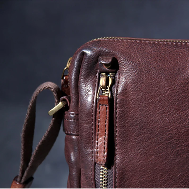 AETOO Casual men's head cowhide small bag retro leather shoulder crossbody bag