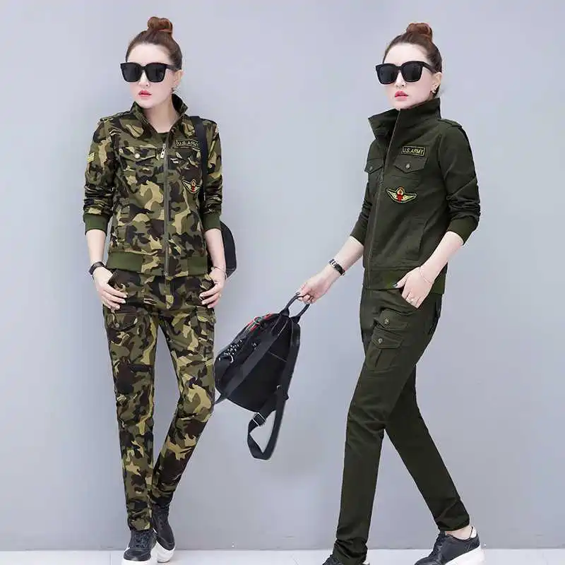 2020 Conjunto Feminino Для женщин Хлопок Военная униформа в камуфляжном армейском стиле