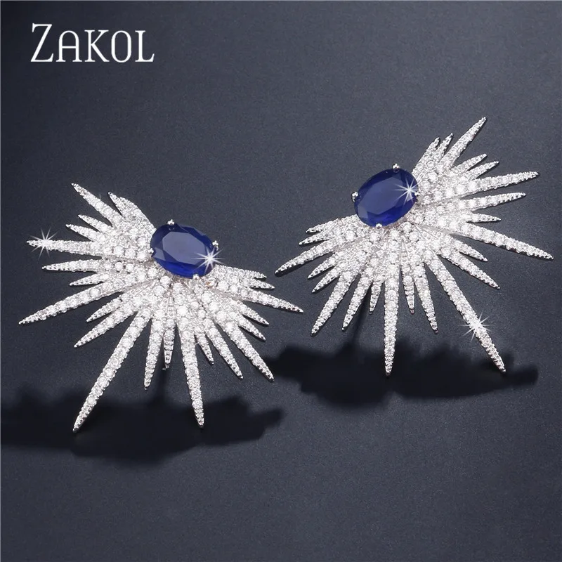

ZAKOL Fashion Pave Zirconia Crystal Spike Shape Dragonfly Stud Earrings For Women Wedding Party Gift Jewelry FSEP628