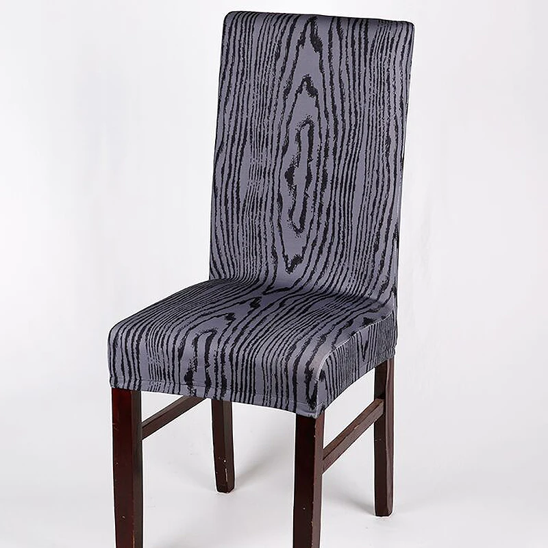 

New Material Wood Print Chair Covers Coprisedie Modren Anti-dirty Stretch Spandex Wedding Banquet Hotel Dining Chair Cover