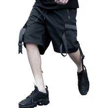 Штаны-шаровары с несколькими карманами, мужские шорты-карго с эластичной резинкой на талии, повседневные шорты в стиле хип-хоп, штаны в стиле хип-хоп, Прямая
