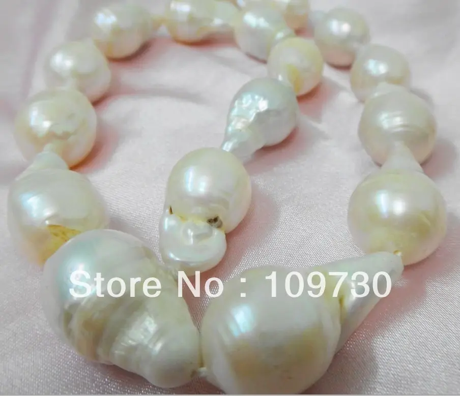 

Jewelry 001174 HUGE 18"NATURAL AUSTRALIAN SOUTH SEA GENUINE WHITE NUCLEAR PEARL NECKLACE