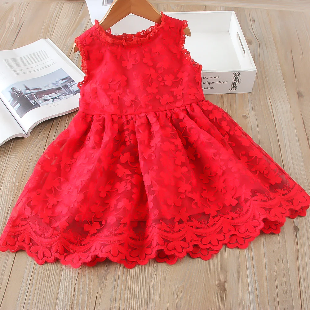 Hurave-2018-New-baby-Girl-clothes-Summer-sleeveless-dress-Kids-Clothes-mesh-Casual-lace-embroidery-princess