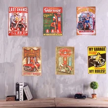 Винтажная металлическая жестяная вывеска булавка девушка гараж Плакат Бар Паб мотоцикл с ударом, домашний декор, человек пещера