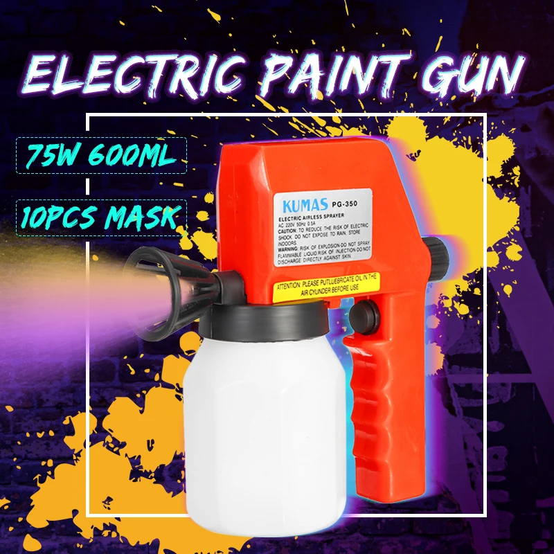 Spray Gun, High Power 75W 220V Large Capacity Electric Air Less Paint Sprayer Hand Held Spray G un