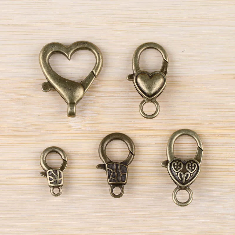 

12pcs Metal Heart-Shaped Lobster Clasps Hooks Connect Buckle for Jewelry Finding Bronze Color