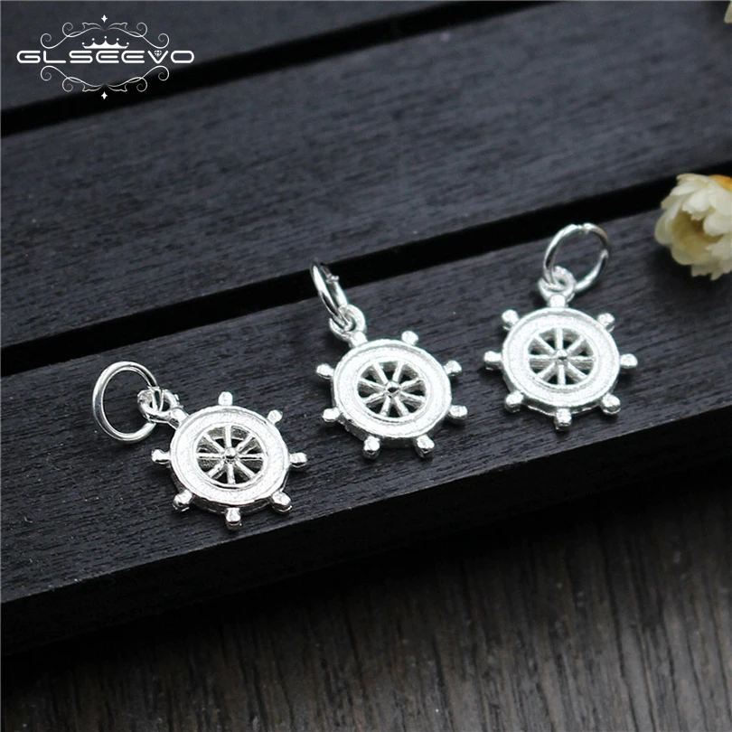 5pcs 925 Sterling Silver Charms DIY Bracelet Necklace Bangle Rudder Charms Pendant Handmade