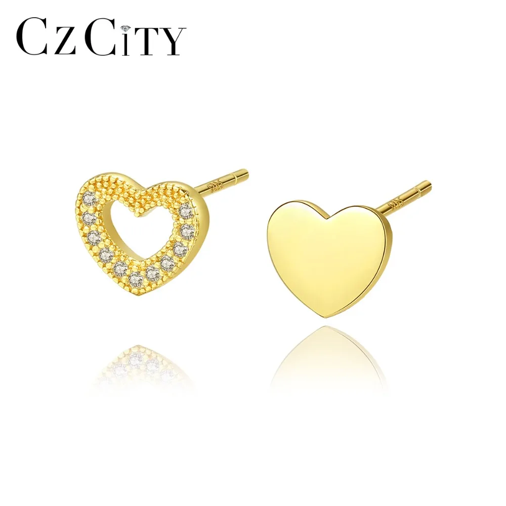 CZCITY в Корейском стиле с принтом сердце Любовь серьги цирконием кубической