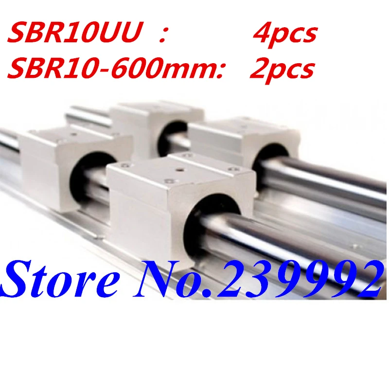 

2pcs SBR10 500mm linear rail support with 4pcs SBR10UU linear guide auminum bearing sliding block