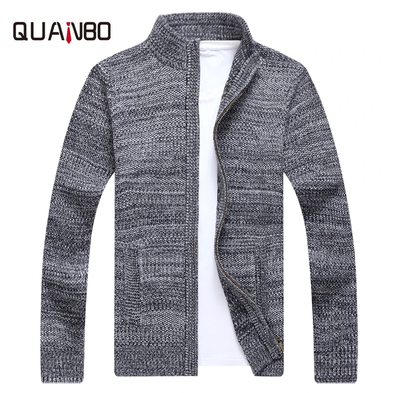 

QUANBO Cardigans Men Sweaters 2018 New Arrival Autumn Winter Fashion Vintage Slim Sweaters Men's Casual Colourful Knitted Coat