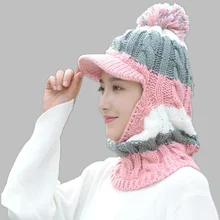 Новая Балаклава зимняя женская черепица шерсть трикотажная Балаклава ниндзя маска термальная плюшевая карманная шляпа Белая шапка теплая шапка для девочек