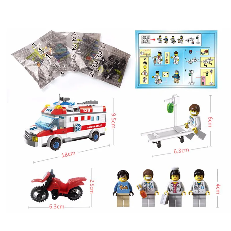 1118 328pcs Ambulance Constructor Model Kit Blocks Compatible LEGO Bricks Toys for Boys Girls Children Modeling 1118 328pcs Ambulance Constructor Model Kit Blocks Compatible LEGO Bricks Toys for Boys Girls Children Modeling