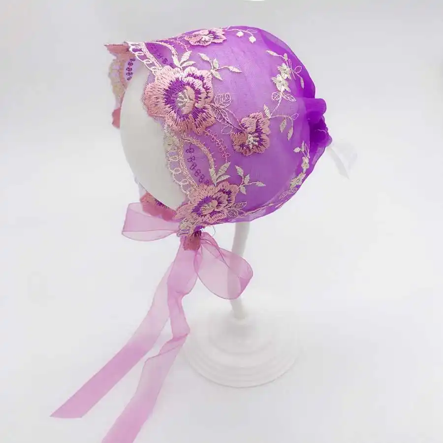 Кружевная шапочка для новорожденных; реквизит для фотосессии; шляпа для фотографирования новорожденных; шапочка с цветочным рисунком;# P2169 - Цвет: purple