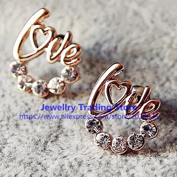 

400Pair/lot New Women's Love Rhinestone National Style Wedding Jewelry Hot Sale Women Dress Jewelry