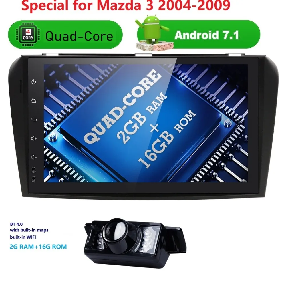 9 дюймовый Android7.1 четырехъядерный автомобильный NoDVD плеер для Mazda 3 Mazda3 2004 2009 2 Гб RAM +