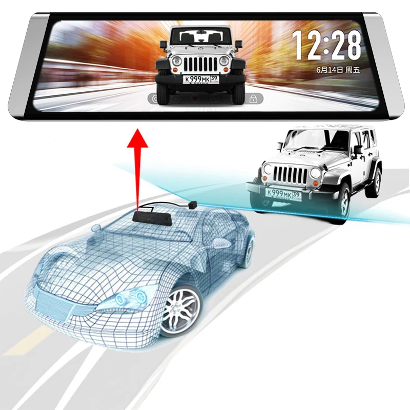 JADO D800s X2 Car Dvr Stream Rearview Mirror Camera LDWS GPS Track 10 IPS Touch Screen Full HD 1080