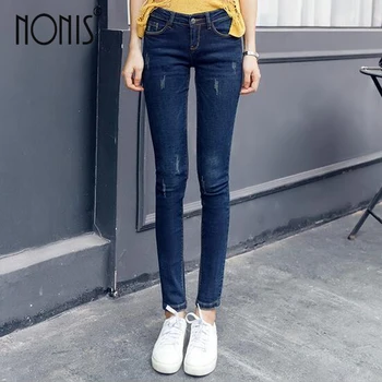 

Nonis Femme Jeans Pencil Pants Denim Blue Skinny Women Jeans Trousers 2017 Fahion Ladies Pencil Pants Jeans Leggings Plus Size