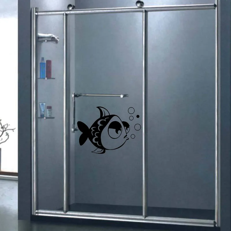 Lovely Personality Fish Wall Stickers Glass Bathroom Stickers A40003