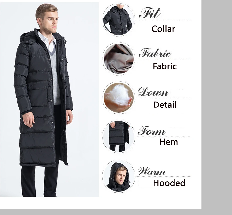 Holyrising, мужские пуховики, длинное Мужское пальто, утолщенные зимние пуховые пальто с капюшоном, Теплая мужская одежда, черная уличная одежда, размер S-4XL, 18481-5