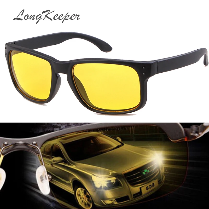 LongKeeper Night vision goggles drivers night-vision sunglasses anti-glare with luminous driving glasses UV400 sunglasses