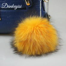 DANKEYISI 5 шт. DIY помпоны из меха енота 13-14 см меховой помпон вязаная шапка, кепка, бини брелок шарфы натуральный мех помпоны меховой шар