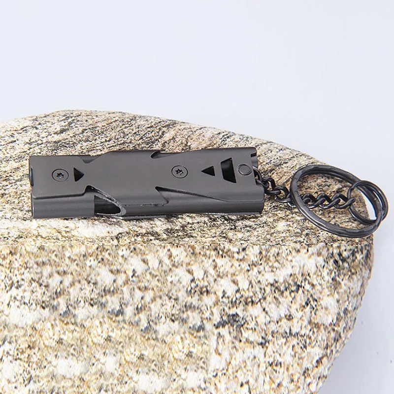 

New Arrival Stainless Steel Emergency Lifesaving Whistle Double Tube SOS Survival Kit Tool