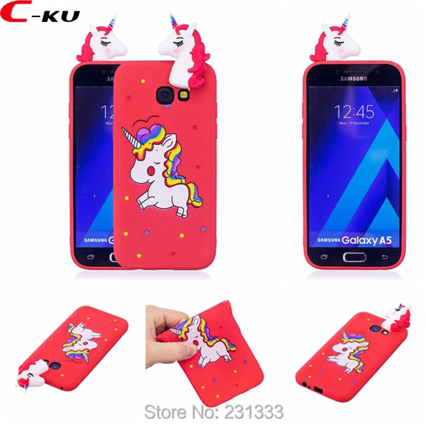 Мягкий ТПУ чехол C ku с объемным рисунком единорога панды для Samsung Galaxy A3 A5 2017 J3 J5 J7 J310