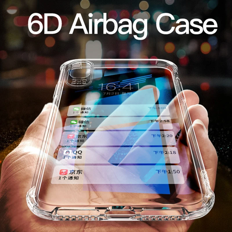

Luxury Airbag Case for iPhone X XS Max Transparent Crystal Gray Back Cover Cases for iPhone 6/7/8 Airbags Buffer Full Protection