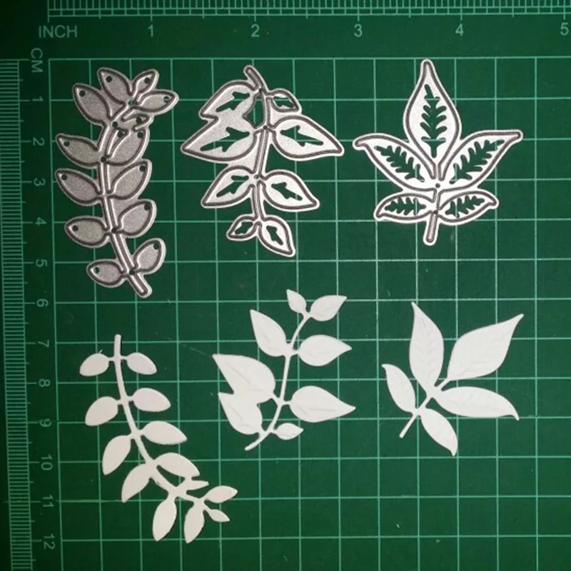 Green Leaves Metal Cutting Dies Stencils For DIY Scrapbooking Photo Album Die Cuts Decorative Embossing Paper Cards Crafts Tools - Цвет: 1