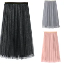 Летняя модная женская плиссированная Бохо Пышная юбка в стиле ретро с блестками Длинная с резинкой в талии миди юбки вечерние модные юбки