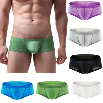 

Men's Boxer Sexy Underwear Transparent See Through Shorts Hot Lip Print Underpants Male Panties Tрусы Mужские