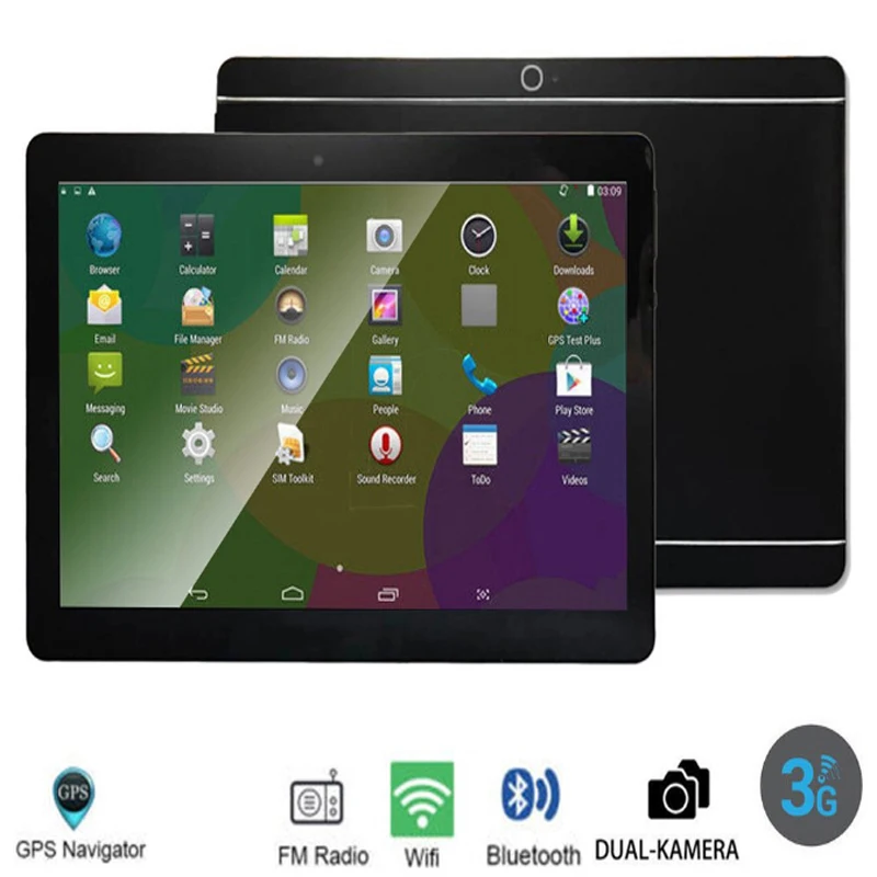 

IBOPAIDA 10 inch Tablet PC 2G Tablet PC 16gb 3g Quad Core IPs HD Dual SIM GPS Android 7.0 Black
