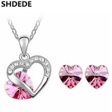 Corazón de Cristal austriaco Colgante Collar Pendientes de Cristal de Swarovski Exquisita Joyería Fija Para Las Mujeres 4351