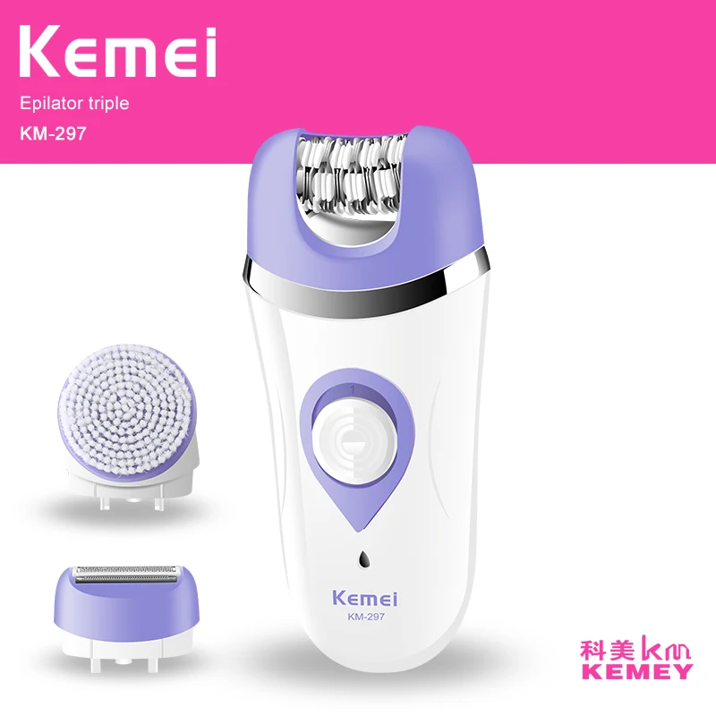 kemei 3 in 1 waterproof lady epilator depilador remover facial hair