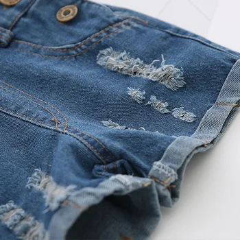 NEW 2017 Kids Boys Girls Denim Shorts Jeans Soft Kids Girls Suspender Jeans To Chidren shorts Infant Overalls 5