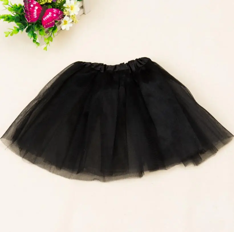 От 2 до 7 лет, милые пышные шифоновые юбки-пачки для маленьких девочек, детская юбка, фатиновая юбка принцессы для танцевальной вечеринки - Цвет: black
