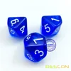 Bescon Polyhedral 10 Sides Dice with Number 1-10, Blue Transparent 10 Sided Dice, 10 Sides Cube 1-10, 10pcs Set 2