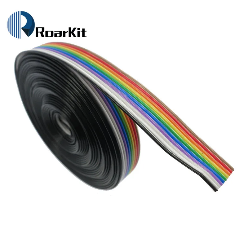 

1 meter 1.27mm Spacing Pitch10 WAY 10P Flat Color Rainbow Ribbon Cable Wiring Wire For PCB DIY 10 Way Pin