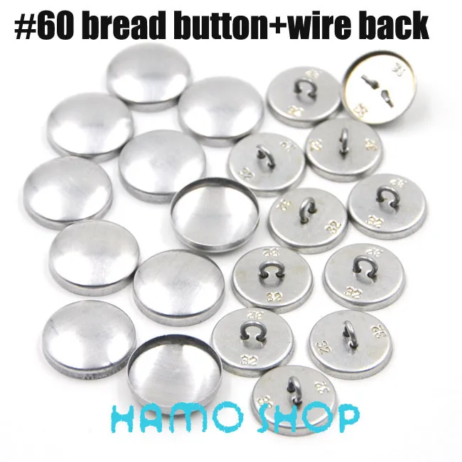 

50sets/lot #60 Bread Shape Aluminum Round Fabric Covered Cloth Button Cover Metal Free Shipping