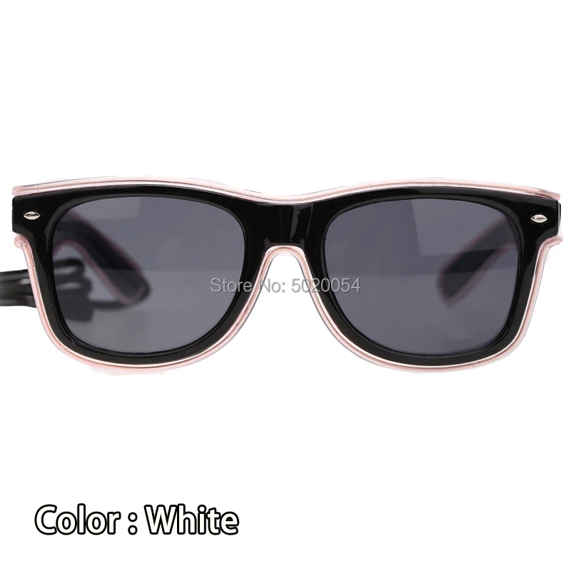 10 Colors Fashion EL Wire Neon LED Sunglasses Bar Dance DJ Bright Flashing Sun Glasses Men Light Up Eyewear