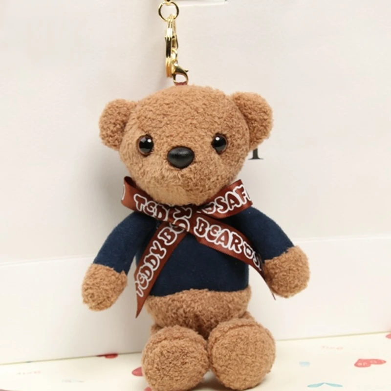 

Cute Soft Cartoon Animal Gold Keychain Teddy Bear Toy Plush Doll Keyring Stuffed Pendant Key Chain Women Bag Charms Trinket Gift