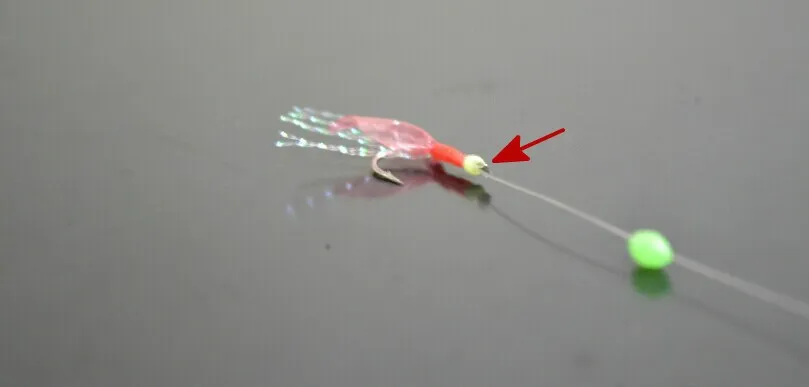 Luminoso na Pele de Peixe Vermelho Brilho Escuro Pendurar Corda Gancho Moscas Fishhook Isca Lago Reservatório Lagoa Carpa Pesca Lote 5 Peças 2 Esporte e Lazer